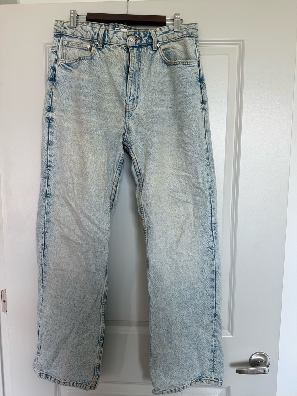 Zara Z1975 High Rise Light Blue Long Length Jeans